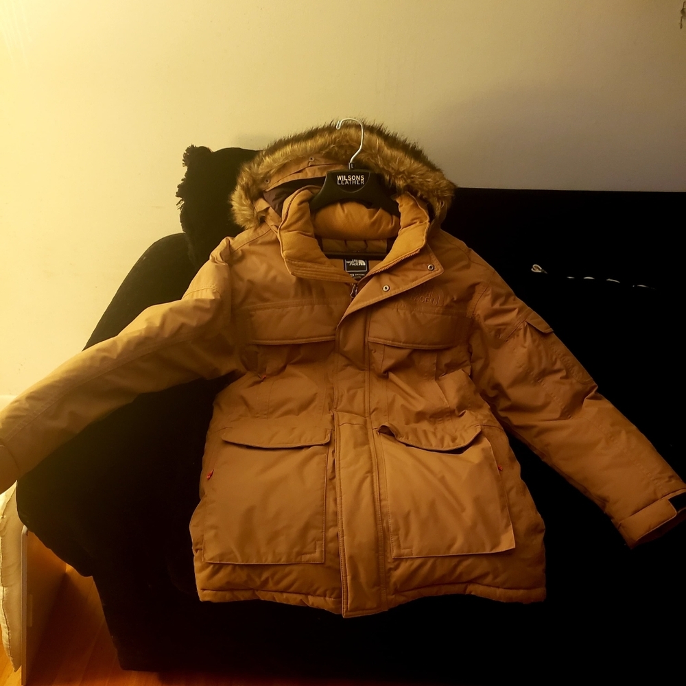 Lightly Used The North Face Tan Jacket with Faux Fur